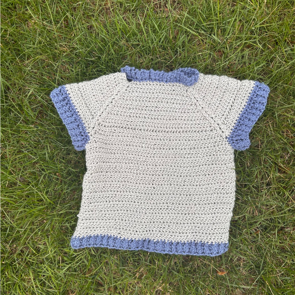 Handmade crochet Top - Blue and grey